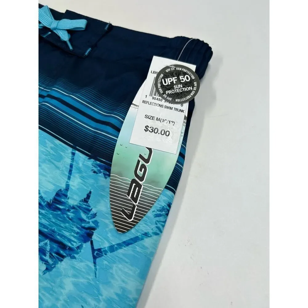 Laguna Boys Blue Palm Tree Swim Trunks UPF 50 Size‎ M 10/12